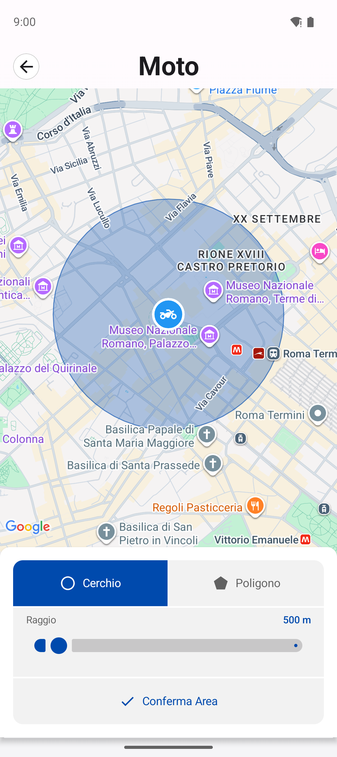 Screenshot app Visla GPS Android — Geofence custom