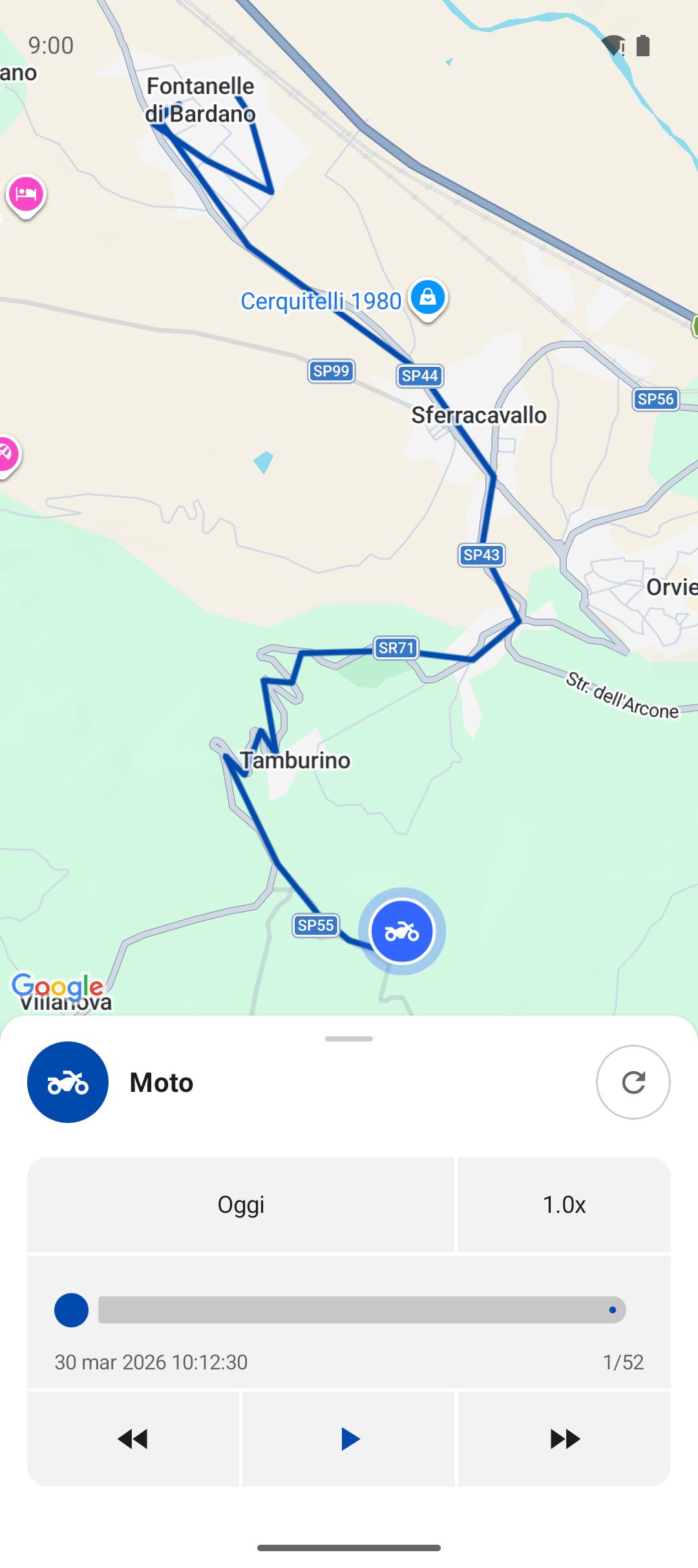 Screenshot app Visla GPS Android — Storico eventi & alert